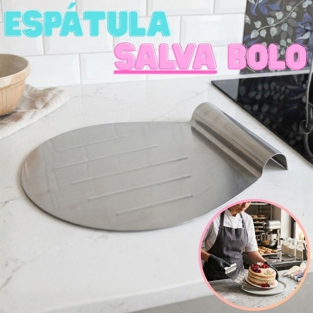 Espátula Salva Bolo 26cm x 33cm Aço Inox Confeitaria Profissional - Lyor