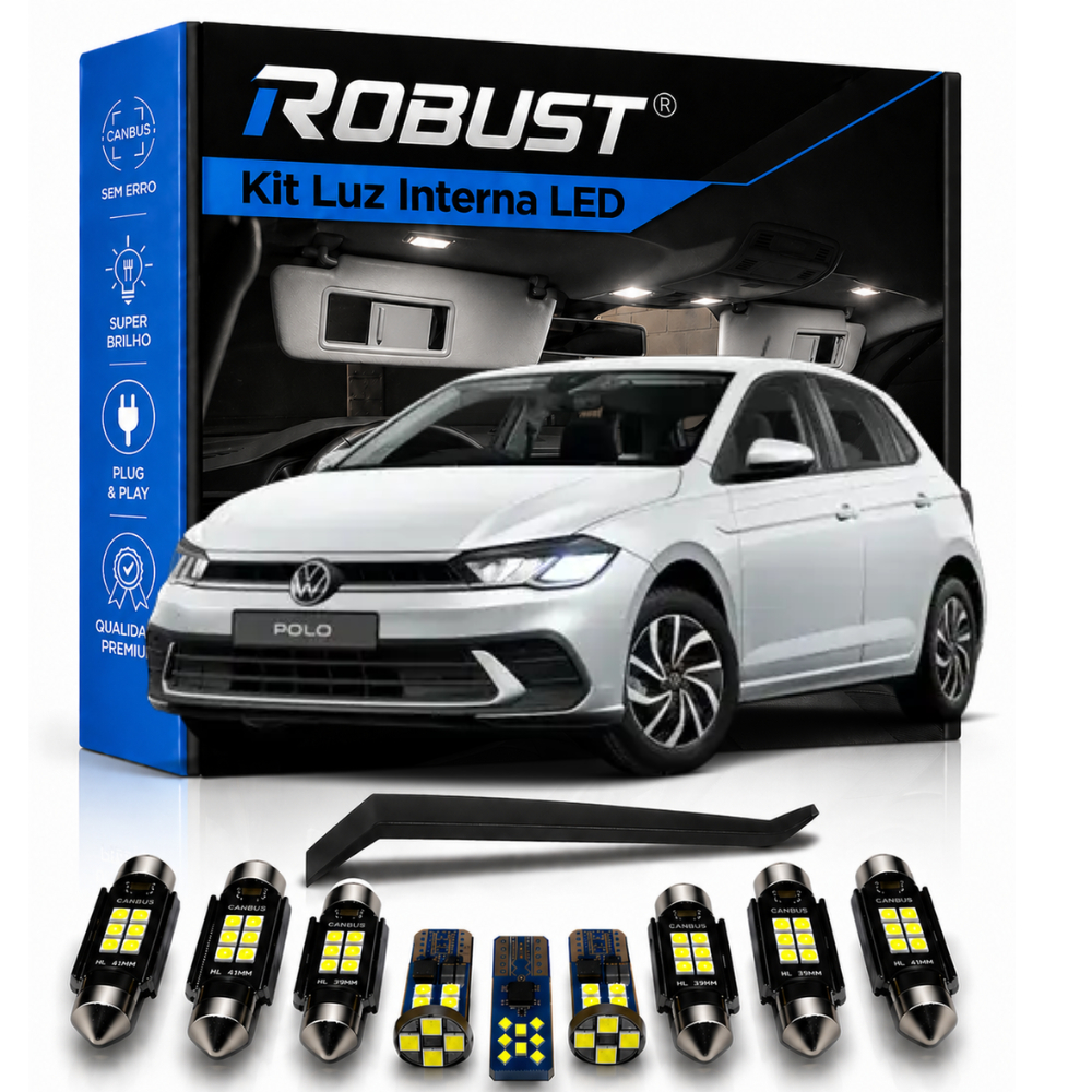 Kit Led Interno para Novo Polo,   Teto Quebra Sol Mala, Pingo e Torpedo Forte