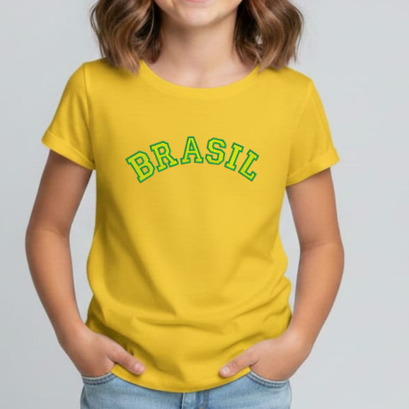 Camiseta Infantil  Brasil Futebol HEXA 100% algodão Seleção Brasileira Copa Mundo 2 ao 14 unisex