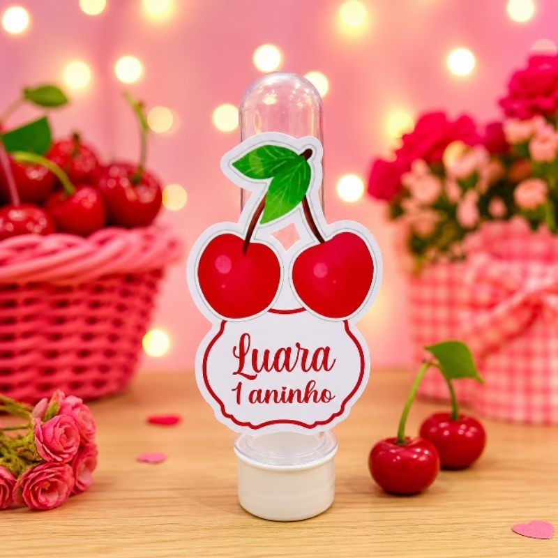 Aplique Para Tubete Cereja - Cerejinha 2 - Personalizados - Lembrancinha de Festa infantil - Aniversário- Decoração