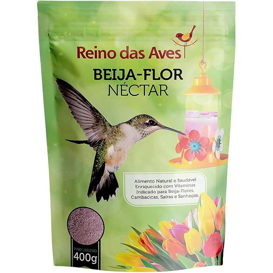 Reino das Aves Néctar para Beija-Flor Refil 400g Alimento em Pó para Diluição Vitaminado