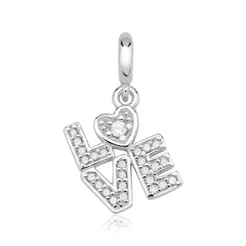 Berloque de Prata 925 Love com Zircônias
