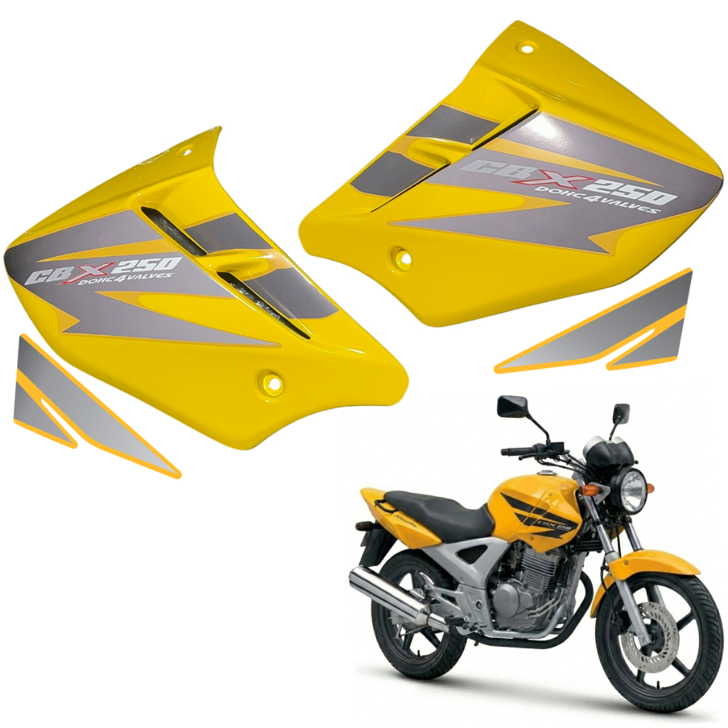 Kit Carenagem Asa Cbx250 Twister 2007 2008 Par Aba Tanque Protetor Externo Adesivado