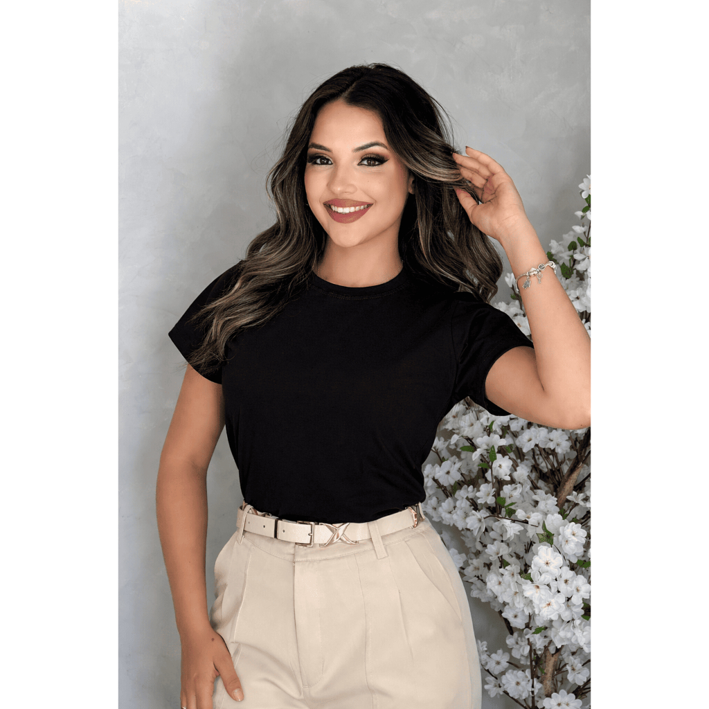Camisa T-Shirt Feminina Algodão Lisa Manga Curta Casual Diversas Cores