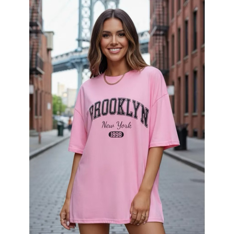Camisa Unissex New York Oversized Streetwear Brooklyn Lançamento Camisa 100% Algodão 30.1