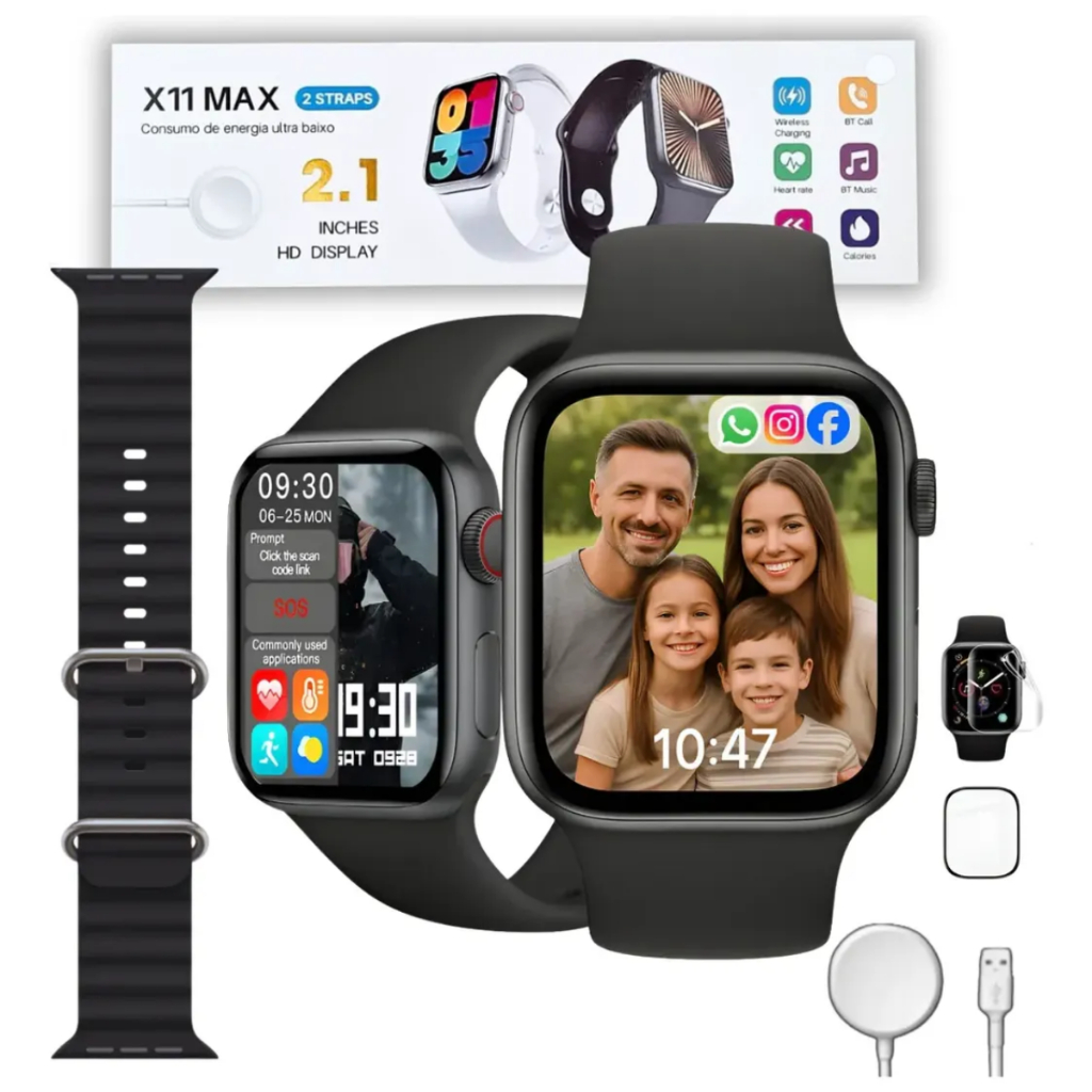 Relógio Smartwatch Feminino e Masculino Troca Foto X11 Max Para iPhone Samsung Xiaomi Fitness