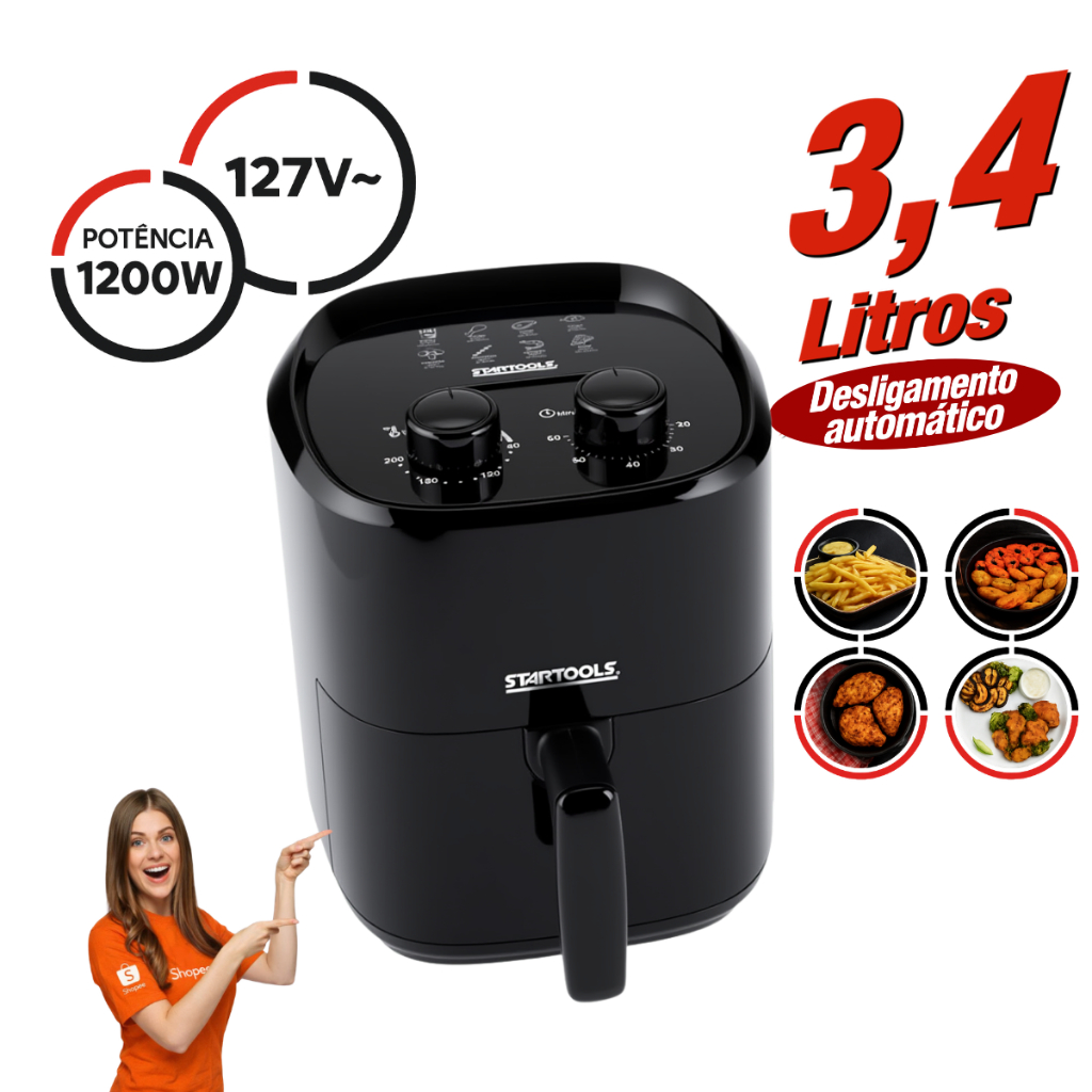 Fritadeira Air Fryer Startools Elétrica Andiaderente 127v 1200w