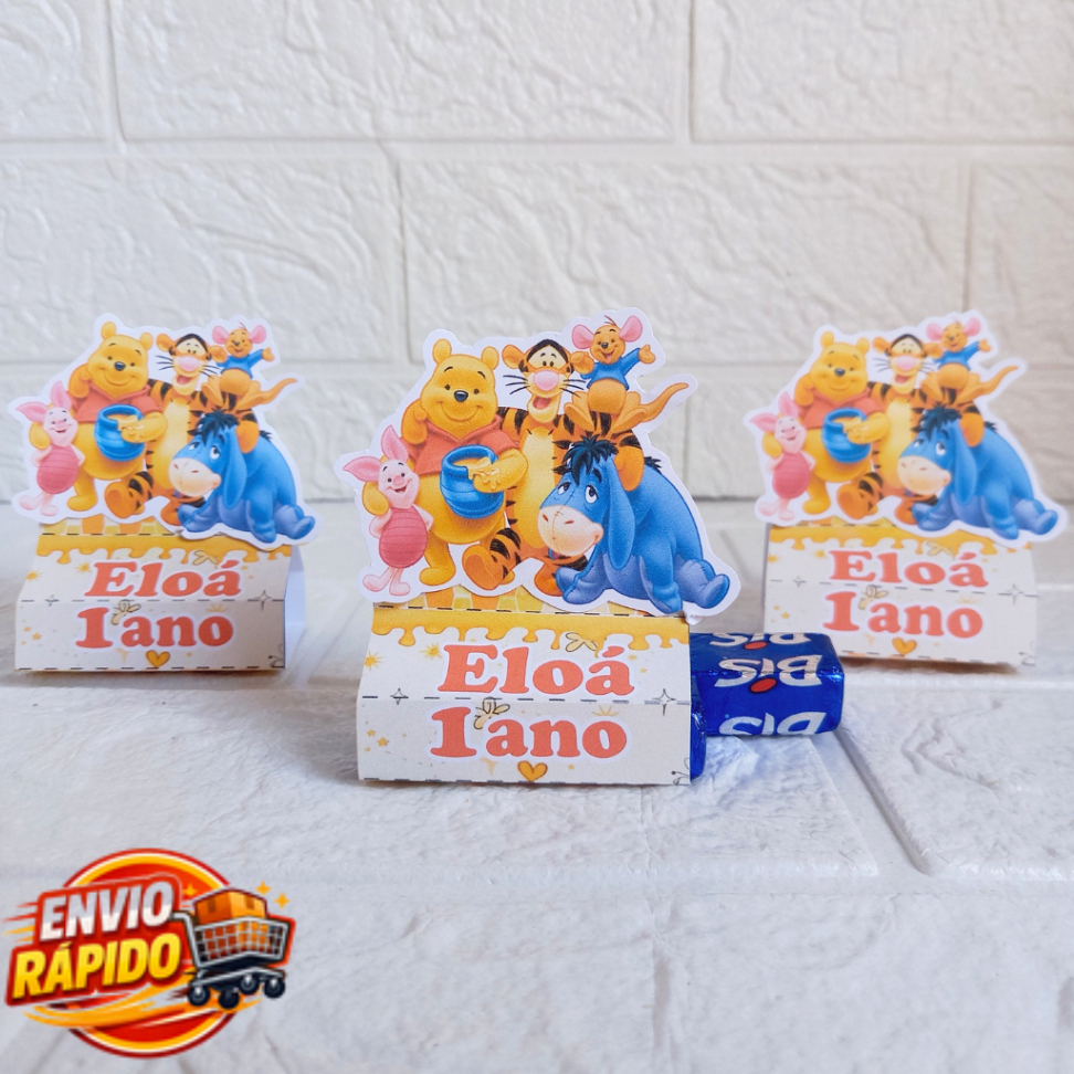 Porta Bis Duplo Ursinho Pooh Personalizado| Lembrancinha/aniversário/festa infantil| mesversário