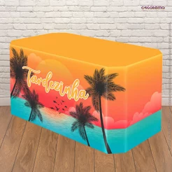 Capa de Mesa Sublimada Decoração Festa Tardezinha Em Tecido Sublimado Veste Fácil