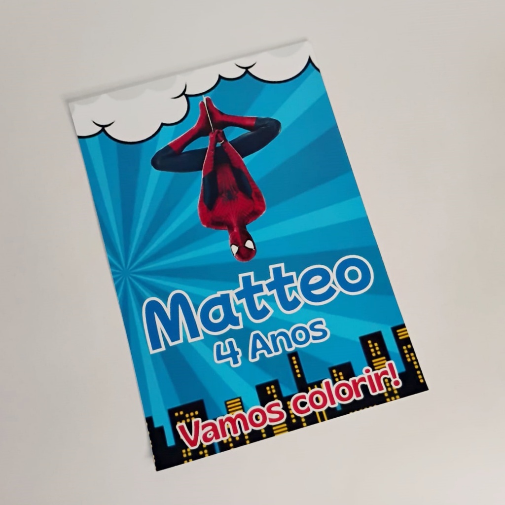 Livro Revistinha de Colorir HOMEN ARANHA Personalizado com Nome e Idade - Lembrancinha Aniversario - Livrinho Infantil