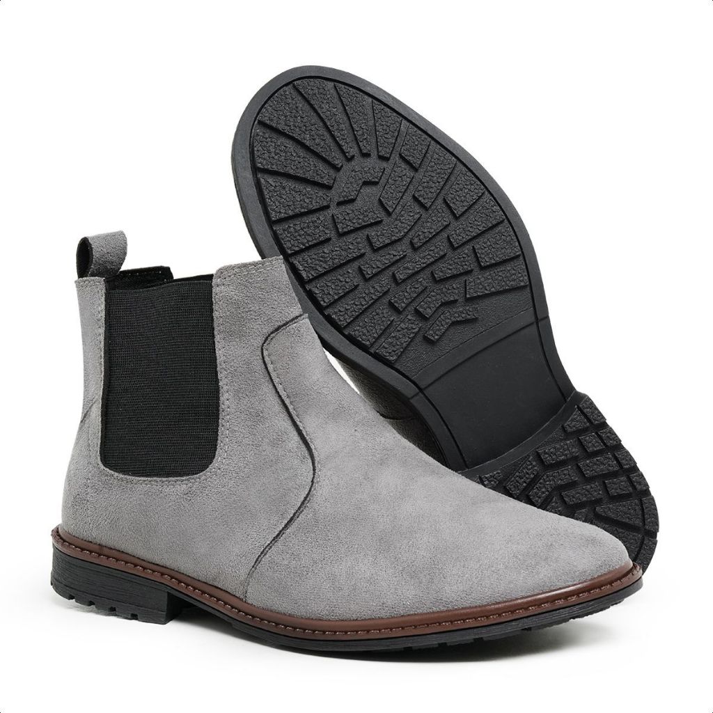 Botina Chelsea Colorado Casual Masculina Em Couro Camurça London