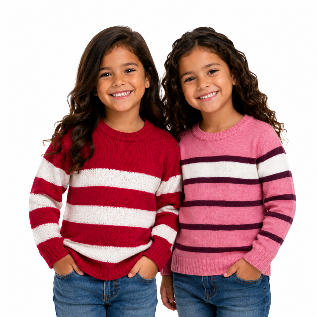Kit 2 Blusas De Lã Infantil Menina Listrada Tricot Premium Varios Tamanhos e Modelos - Envio Full