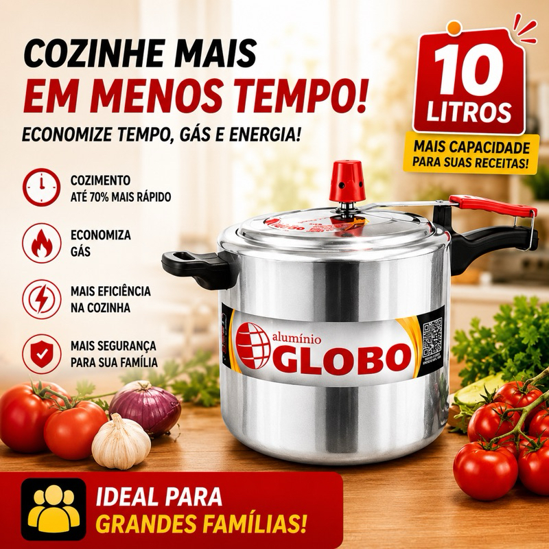 Panela de Pressão Globo 10 Litros - ideal para resturantes e familias grandes .