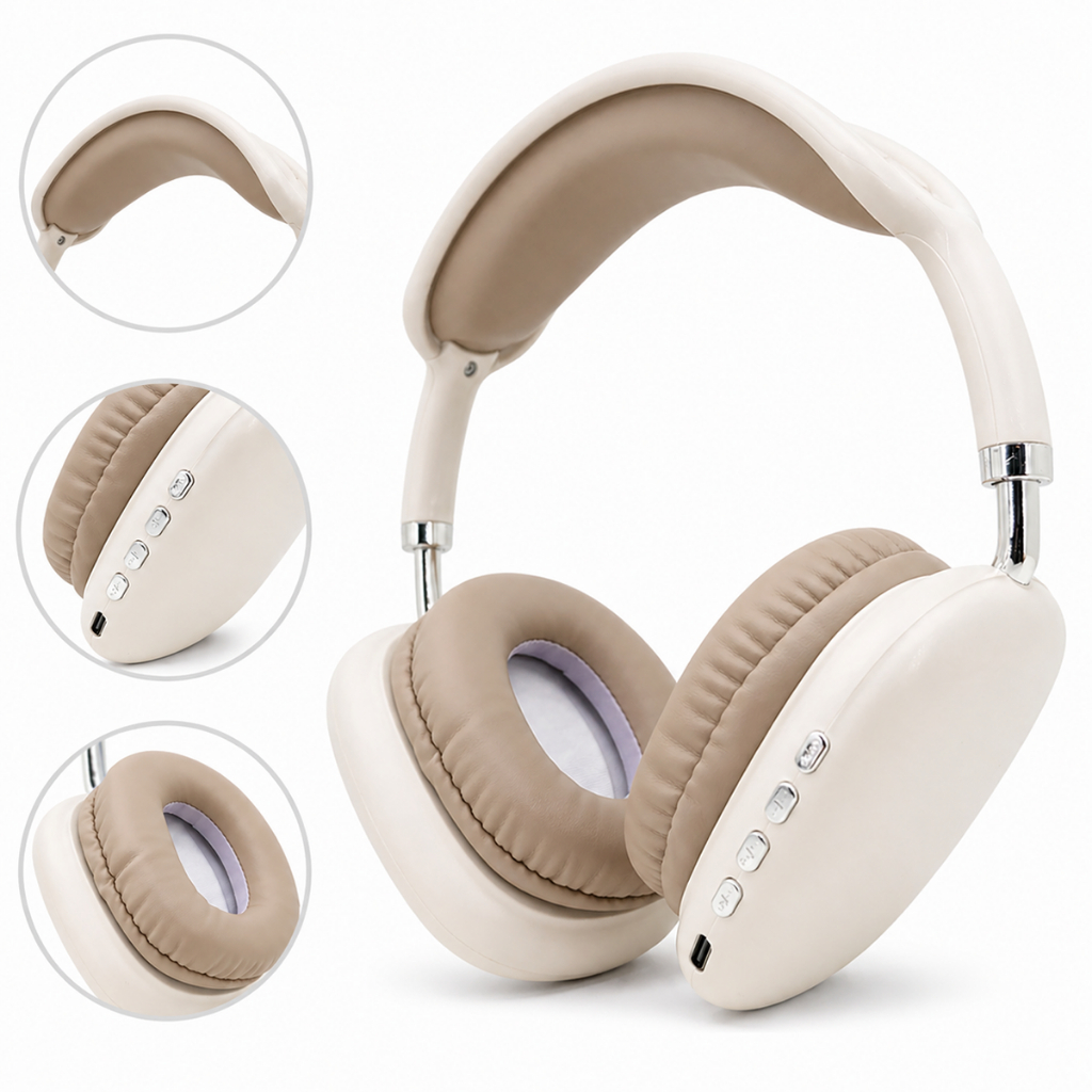 Fone de Ouvido Bluetooth 5.3 Over Ear Sem Fio Confortável Ajustável