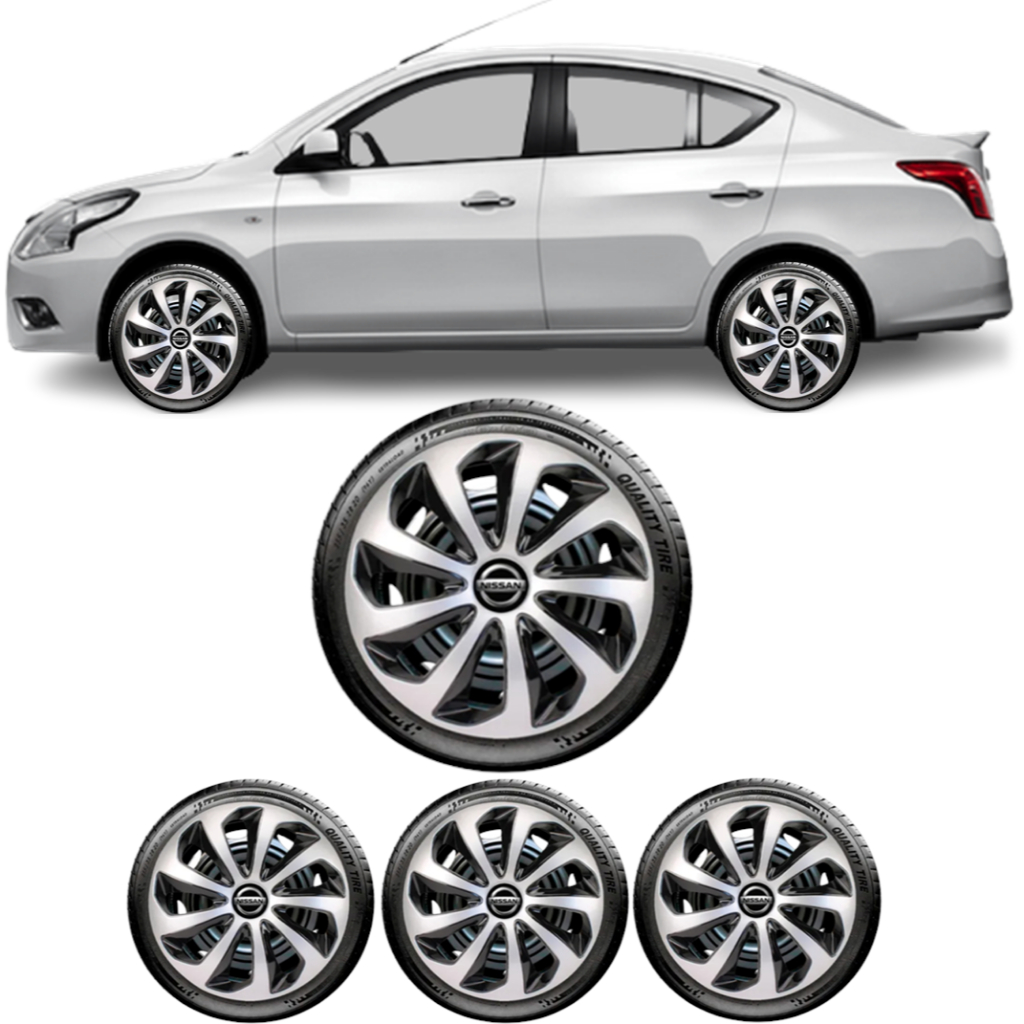 Calota Esportiva Aro 15 Prata/preto Nissan Versa Sentra Livina