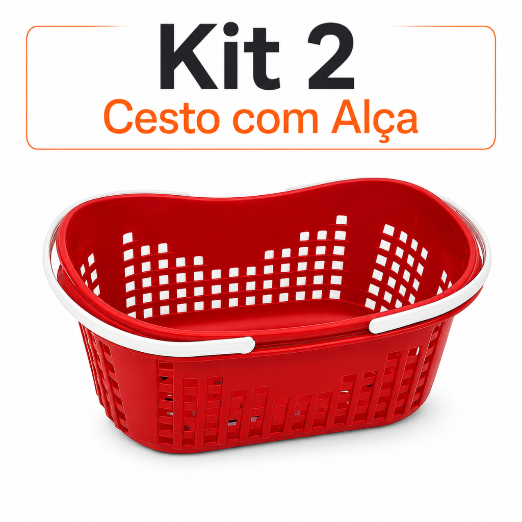 Kit 2 Cesto com Alça Varal Plástico Resistente Organizado Casa Família Grampo de Roupas Pequeno Alta Qualidade