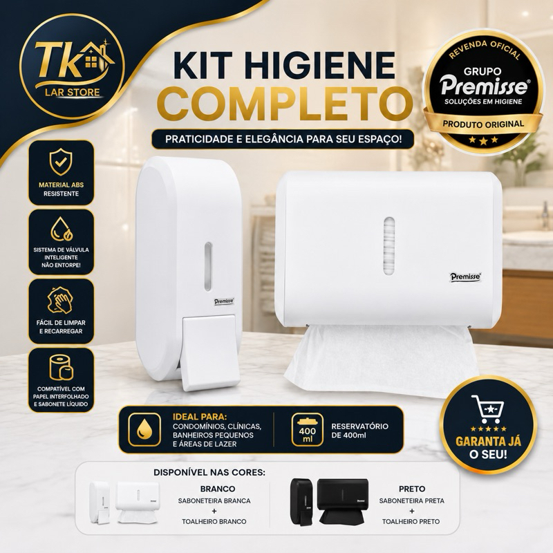 Porta sabonete líquido e álcool gel e dispenser  papel toalha toalheiro interfolhado banheiro Premisse