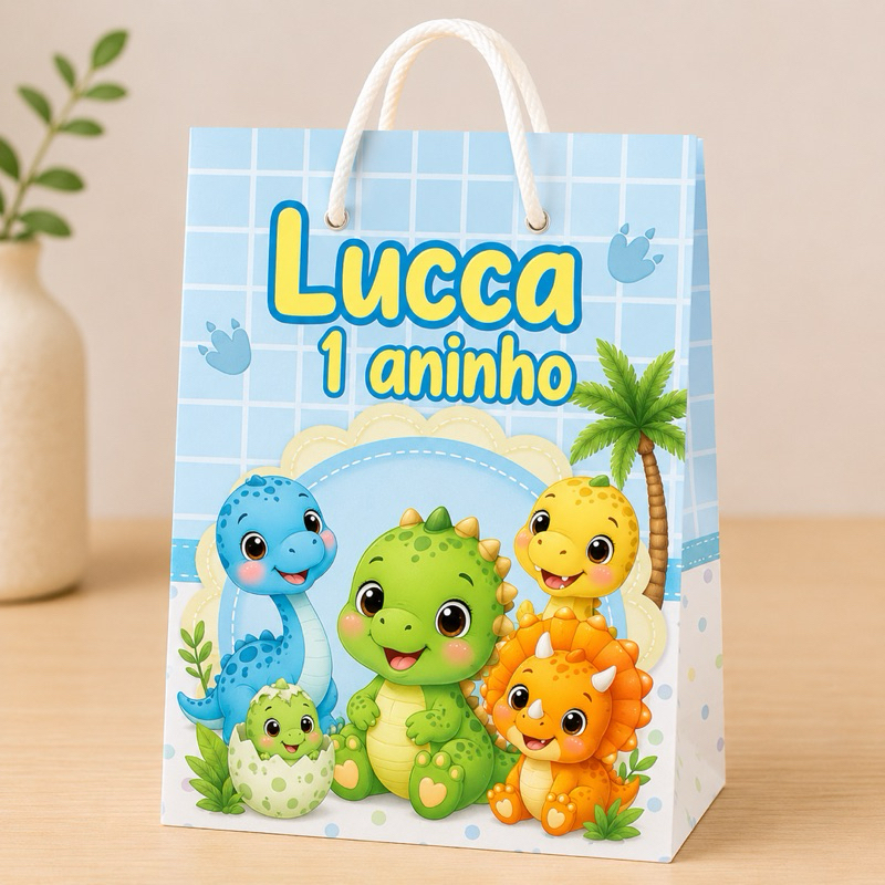 Sacolinha Personalizada Dinossauro Baby Festa Infantil Lembrancinha Kit