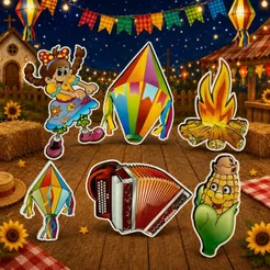 Decoração Banner Painel para Festa Junina Caipira Fogueira Junina Balão Espantalho Mural Arraia