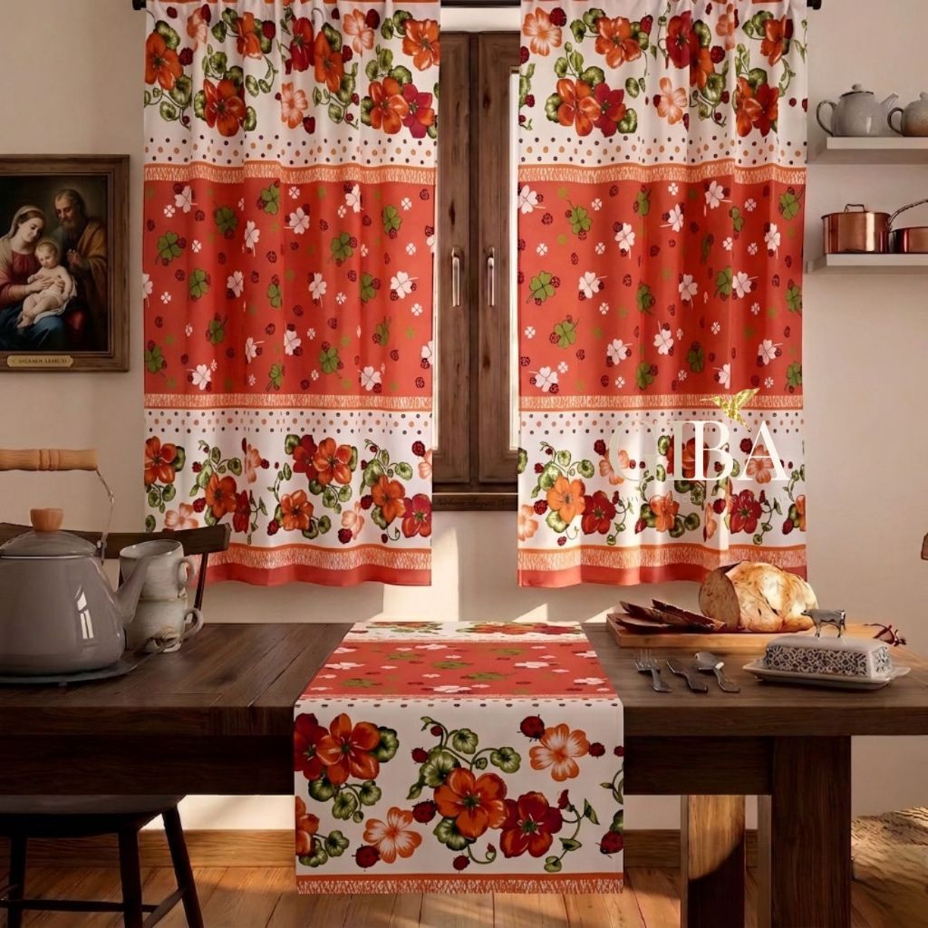 Cortina De Cozinha Para Vitro casa e decoração 200cm X 130cm - Joaninha