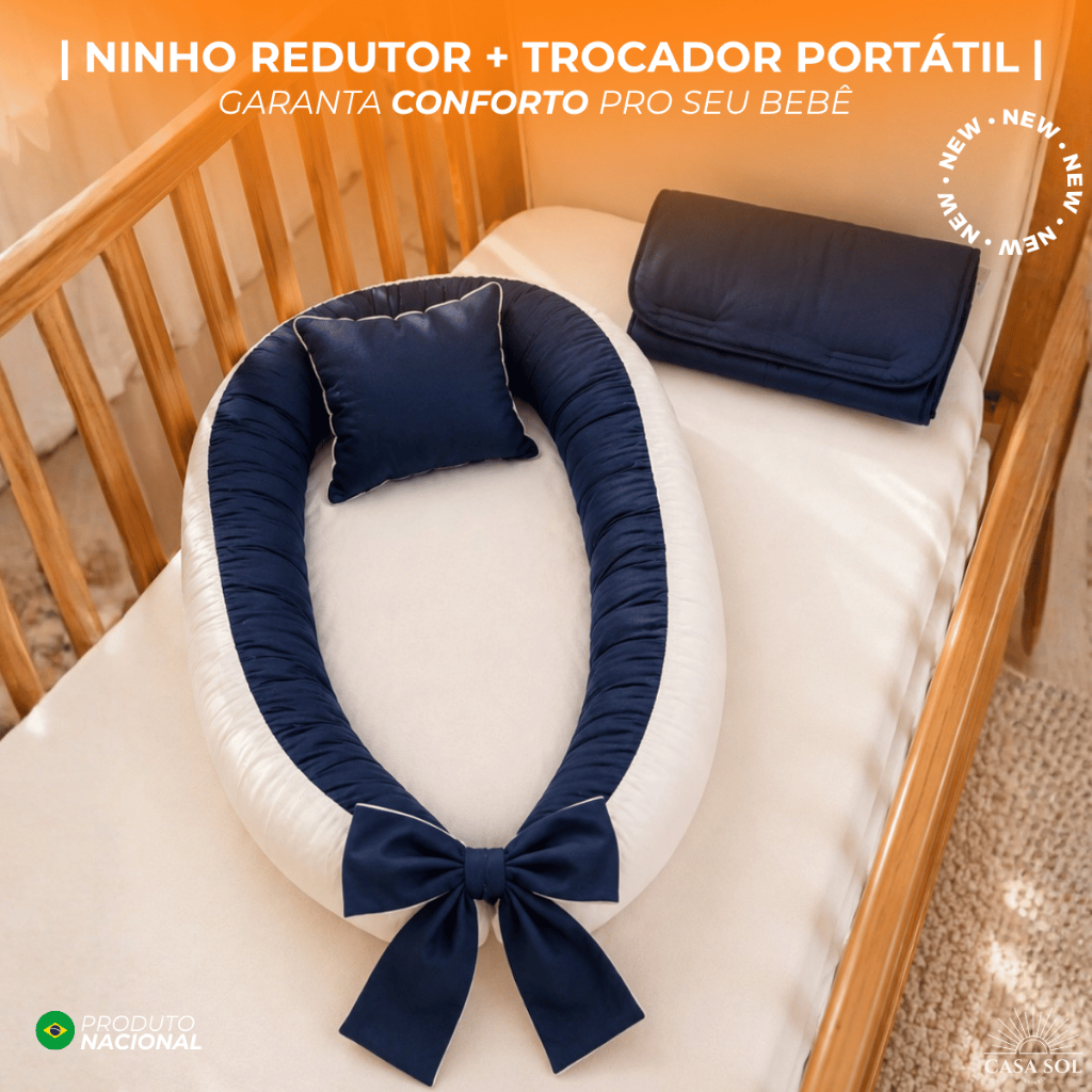 NINHO REDUTOR DE BERÇO  |  COM ZIPER E LAÇO   | TROCADOR PORTÁTIL  | 400 FIOS