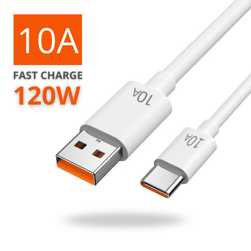 Cabo Carregador Rápido 10A USB Tipo C Carregamento Turbo 120w