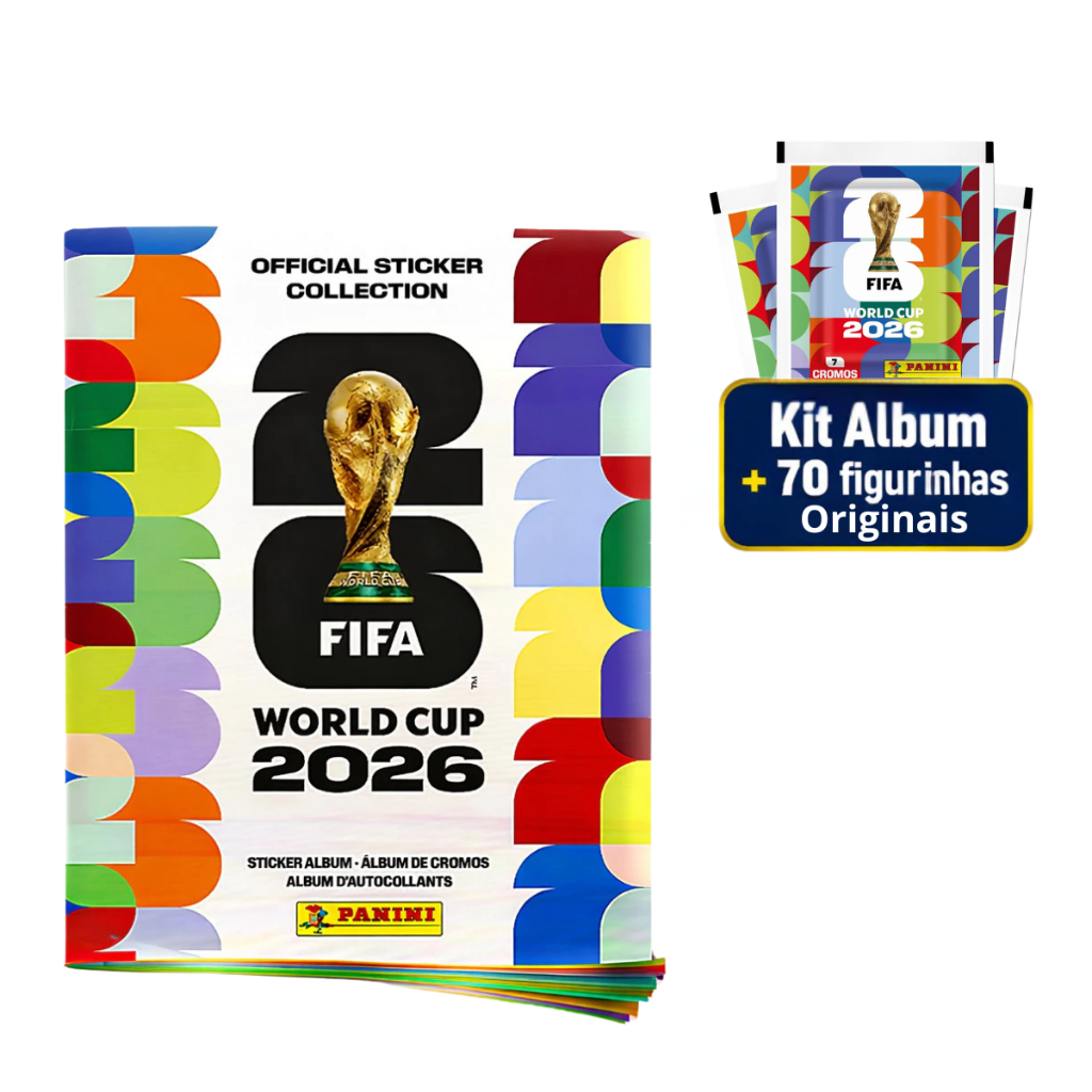 Album Oficial Copa do Mundo 2026 + 70 Figurinhas Brochura Complete seu álbum Album Capa Mole