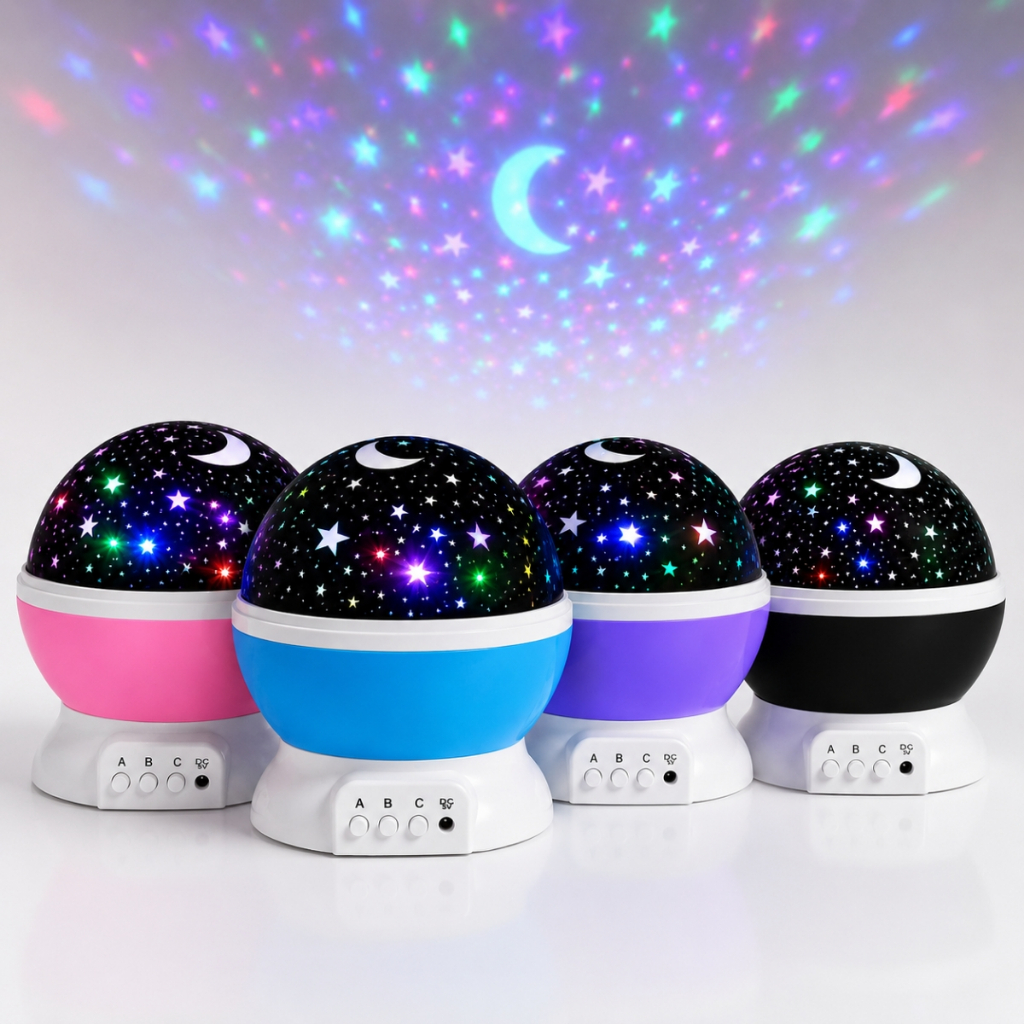 Imagem Luminária Projetor Estrelas Galaxy Giratória Lua Abajur Infantil Decorativo Quarto Criancas
