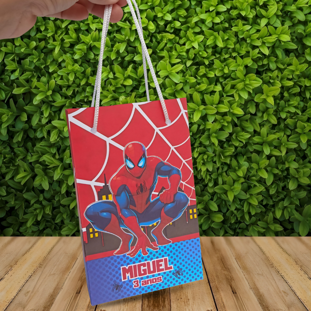 Sacolinha Surpresa Personalizada HOMEM ARANHA - Lembrancinha para Festa (PEGUE E MONTE)