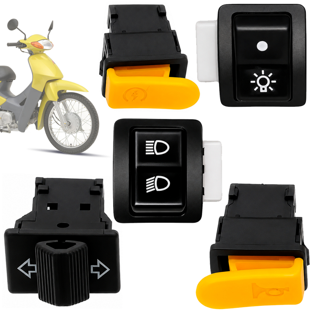Kit Botão Interruptor Capa Painel Biz 100 1998 1999 2000 2001 2002 2003 2004 2005 Completo Farol Buzina Partida Piscas