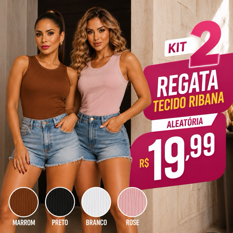 kit 2 regatas  Envio Rápido mais vendidas  americanas moda gringa tecido Ribana.casual