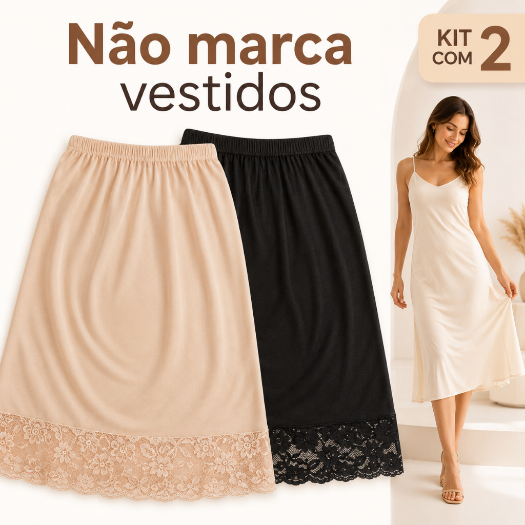 Kit 2 Anágua Saiote Segunda Pele Feminina Não Marca