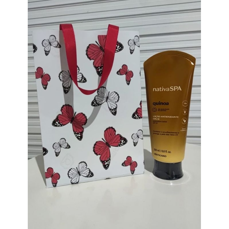 Loção hidratante antioxidante quinoa 200 ml feminino o boticário + Sacola personalizada linda.