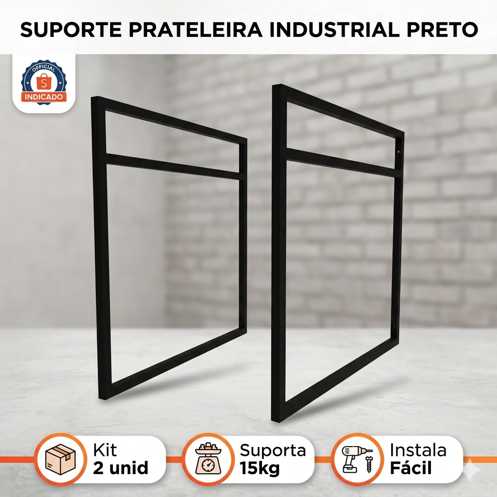 Suporte Prateleira Industrial Parede Flutuante Kit 2un 45cm Metalon Cozinha Forno Microondas