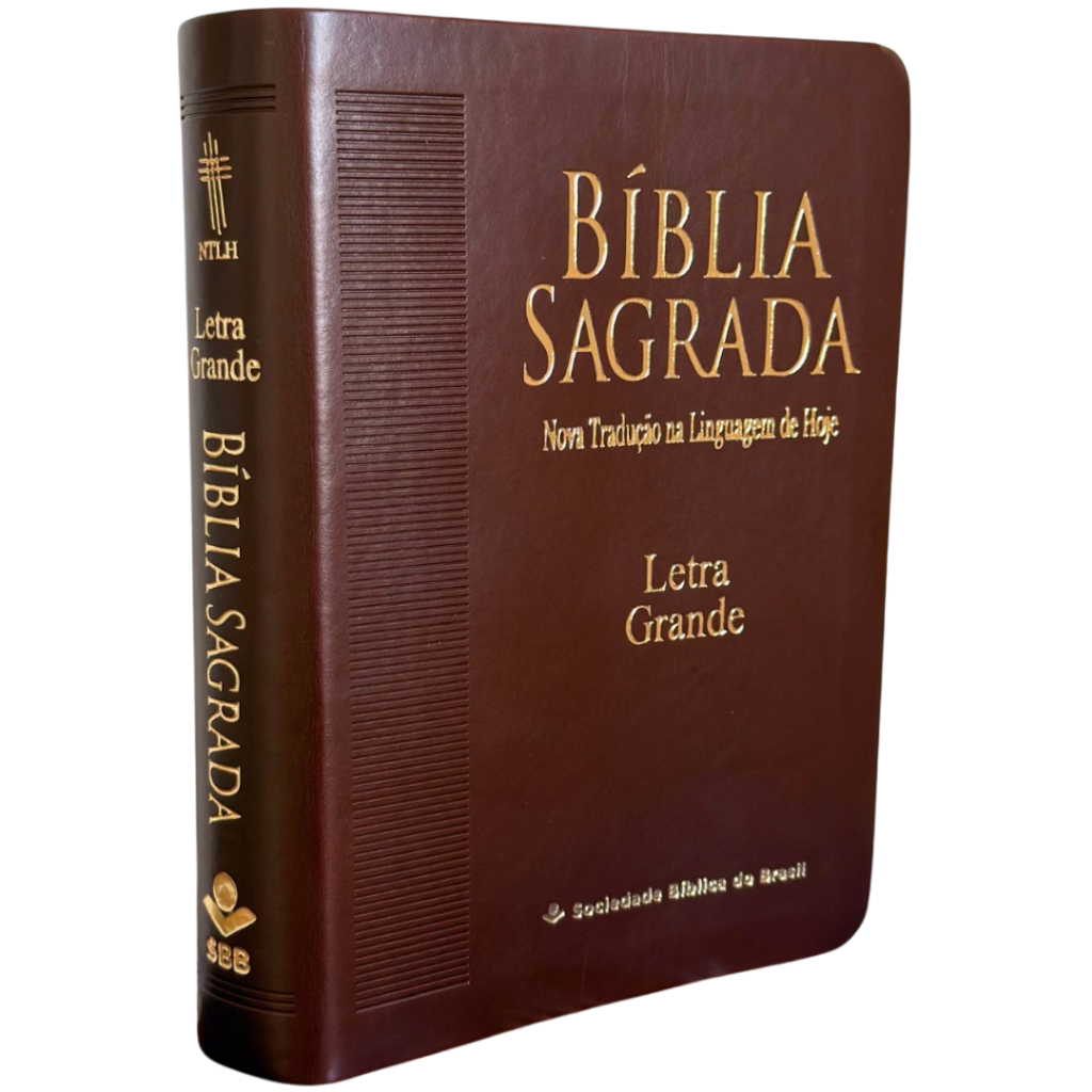 BÍBLIA SAGRADA MÉDIA - NTLH - Letra Grande - Capa Luxo MARROM NOBRE - Sem Ìndice Lateral