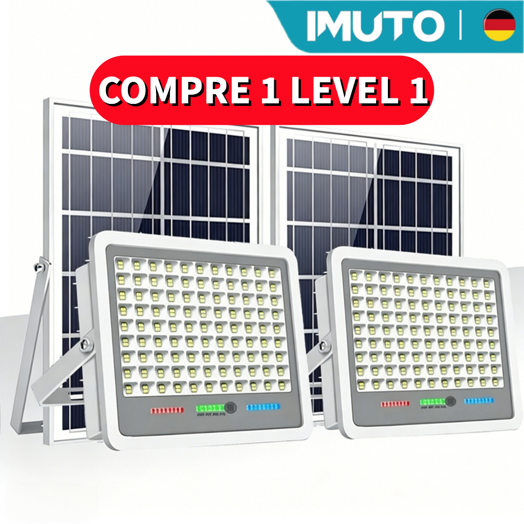 Refletor LED Solar 8000W IP69 Prova d’Água com Placa Bateria Luz Externa Jardim