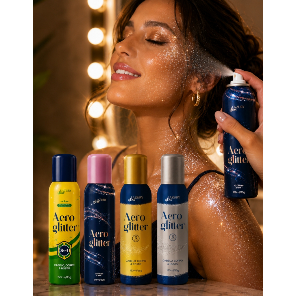 Spray Glitter AeroGlitter 150ml Glitter Para Cabelo Roupa Corpo Brilho Carnaval