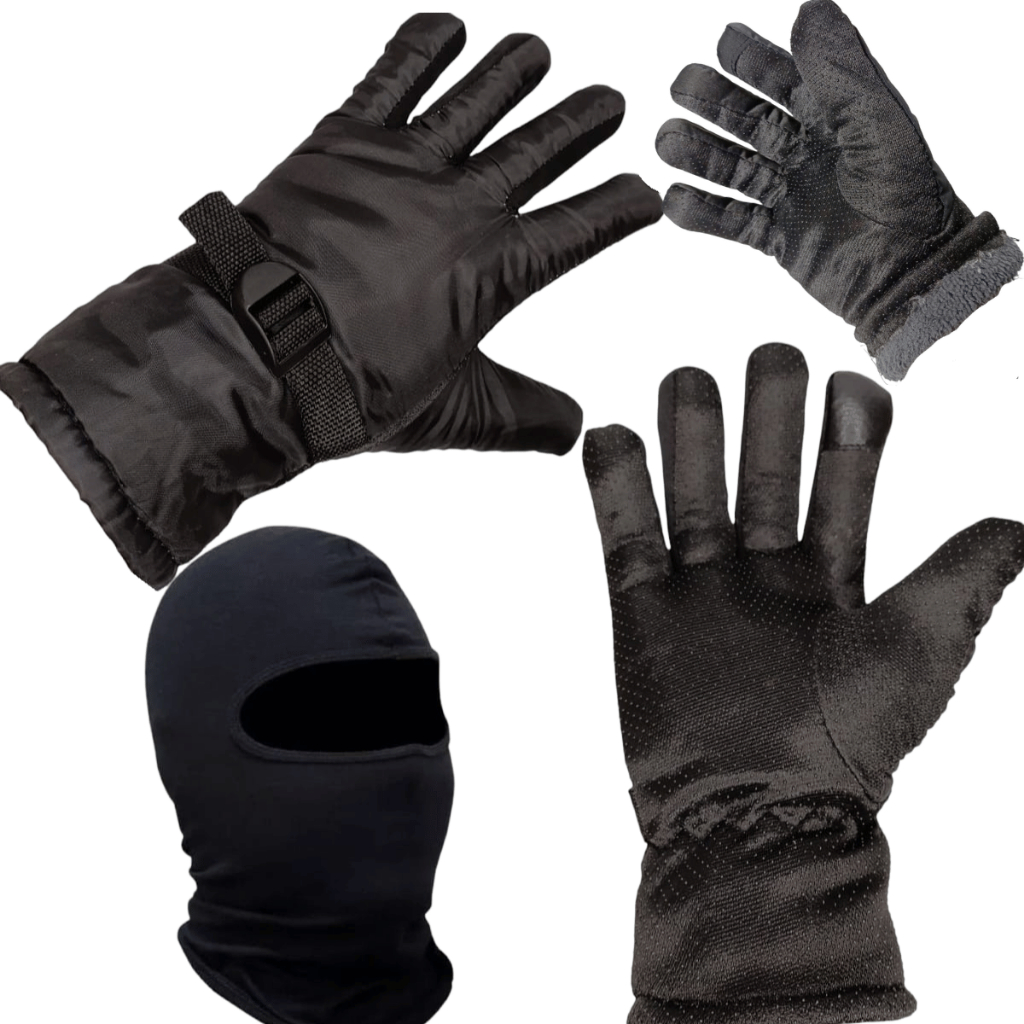 Kit Luva Proteção Frio Forrado Motoqueiro Motoboy Touch + Touca Ninja Balaclava