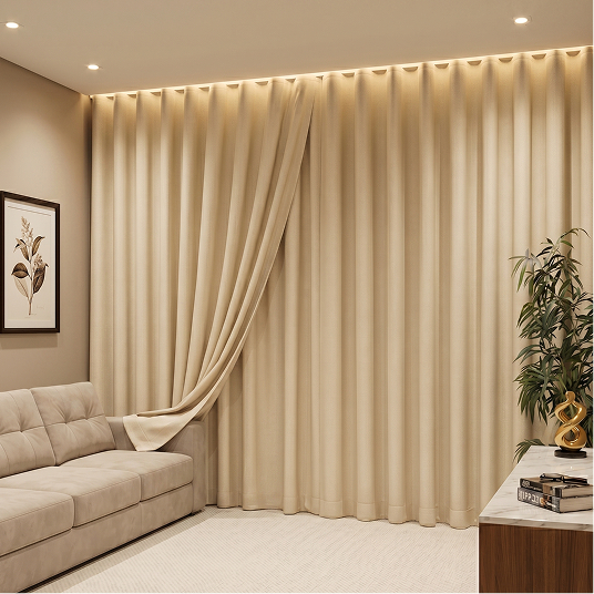 Cortina Voil Gaze de Linho 5,00x2,80/2,50/2,30 C/ Forro Blackout Grosso Alto Padrão