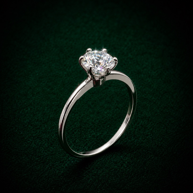 Anel Moissanite 6mm Solitário em Prata 925 Elegante e Luxuoso