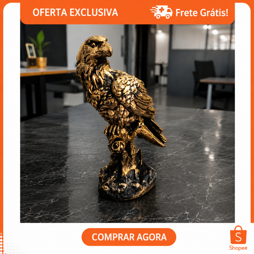 Gavião águia Espanta Pombo e Passarinho Decoração Jardim 21,5 cm em Gesso Envernizado