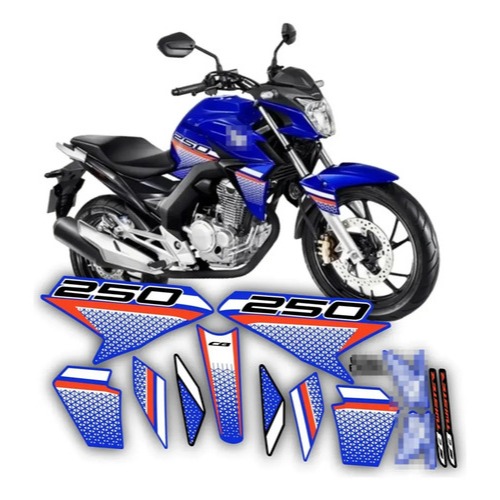 Kit Adesivos Compatível Com Cb Twister 250 2022 2023 Moto Azul Laminada