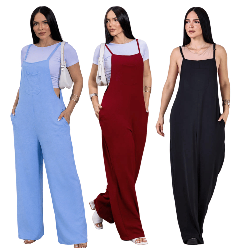Macacão Feminino Pantalona Premium Look Elegante Casual Chic Moda Feminina Pronta Entrega