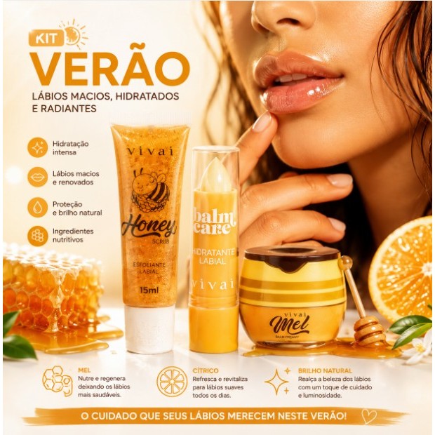 Kit Lip Care Morango 3 em 1 Hidratante Labial, Lip Gloss e Esfoliante  Hidratação Profunda e Brilho