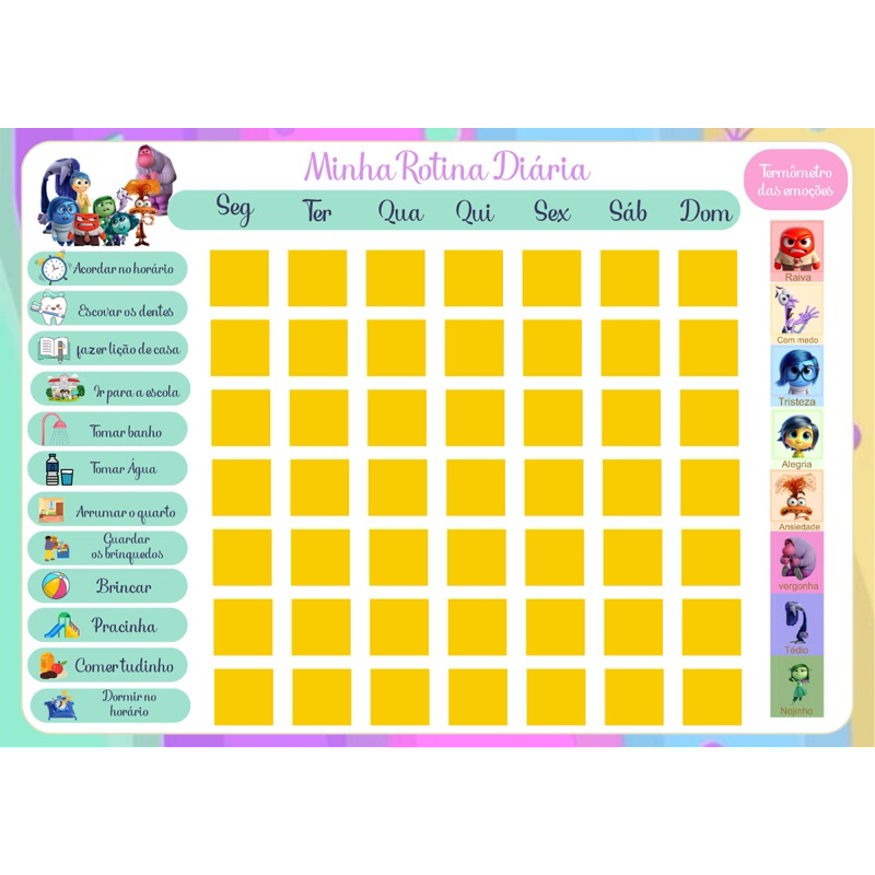 Lousa Quadro de Rotina Infantil Personalizado A5 Laminado | Lembrancinha Personalizada | Qualquer Tema