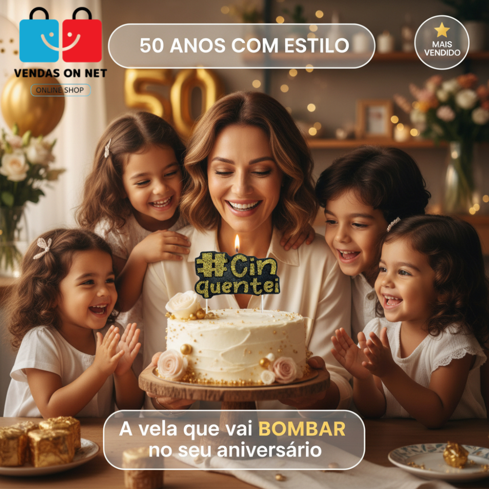 Vela de Aniversário 50 Anos Cinquentei com Várias Cores