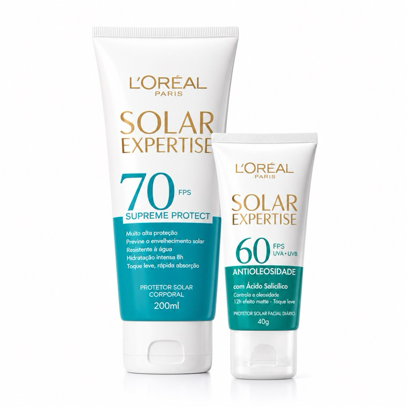 Kit L’Oréal Solar Expertise FPS 70 Corporal 200ml + FPS 60 Facial