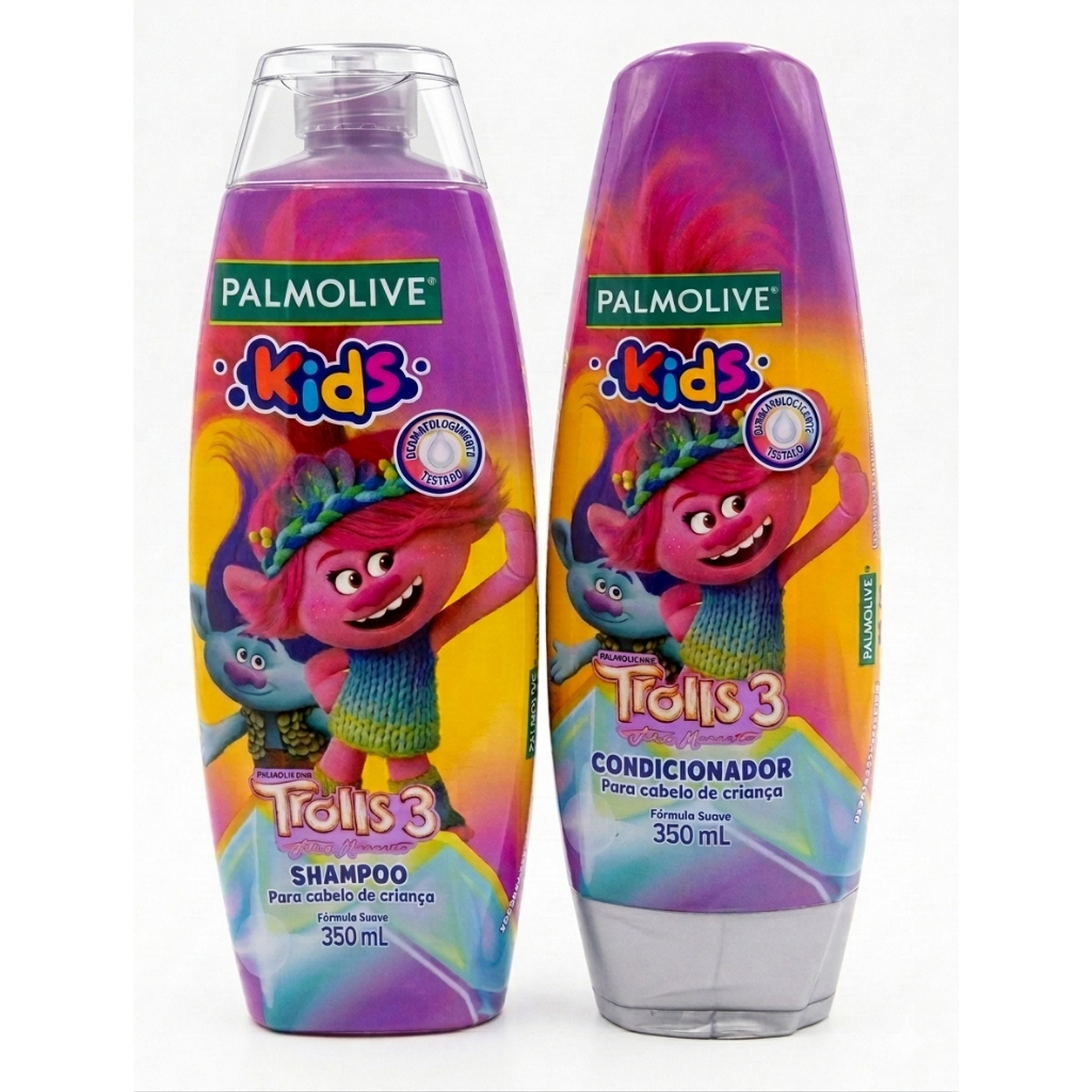 Kit Shampoo 350ml + Condicionador 350ml Palmolive Kids Trolls Formuala Suave