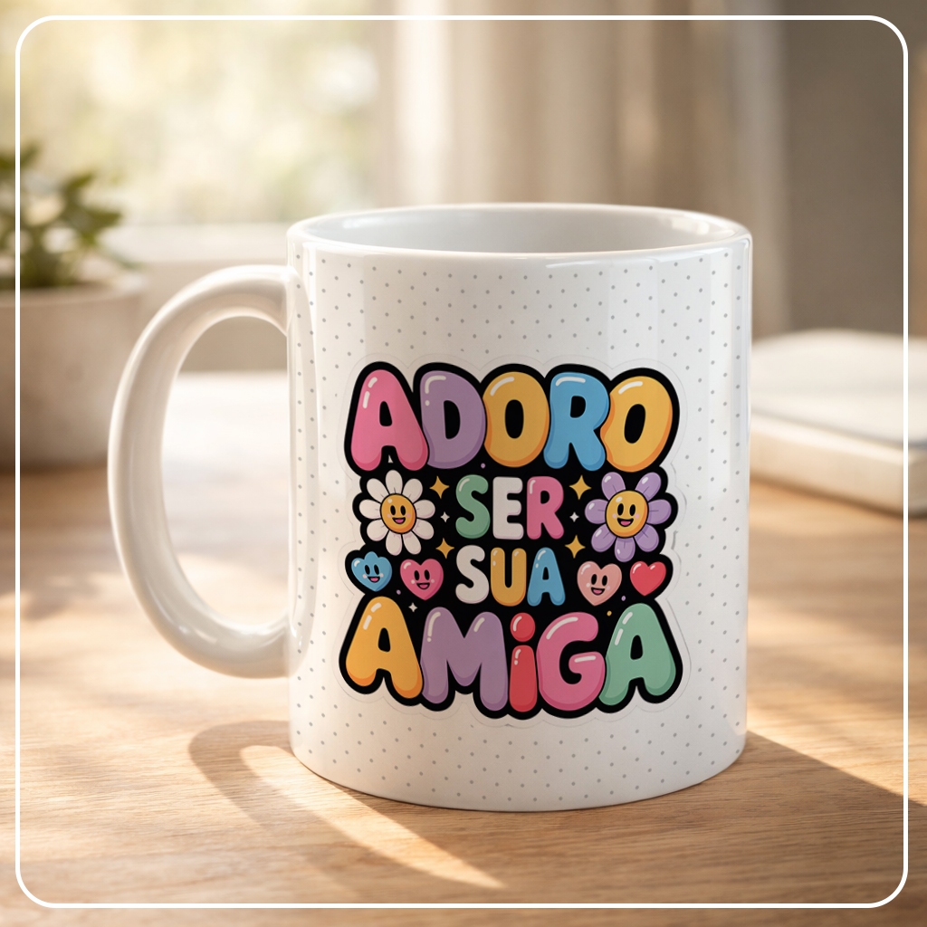 Caneca Personalizada Unykk Coleção Amiga de Verdade Adoro Ser Sua Amiga