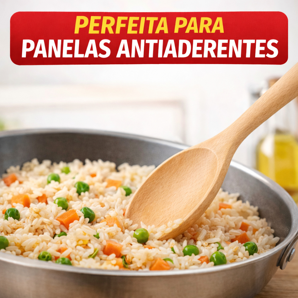 Kit 3 Colheres de Pau Madeira Maciça Natural Polida 32cm 26cm 24cm para Cozinha — imagem 2 de 2
